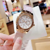 Buy Shop Guess Limelight Quartz Analog White Dial Pink Leather Strap Watch For Women - W0775l3 USA Online