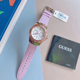Buy Shop Guess Limelight Quartz Analog White Dial Pink Leather Strap Watch For Women - W0775l3 USA Online