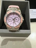 Buy Shop Guess Limelight Quartz Diamonds Pink Dial Pink Denim Strap Watch For Women - W0775l15 USA Online