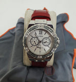 Buy Shop Guess Limelight Quartz Diamonds White Dial Red Leather Strap Watch For Women - W0775L11 USA Online