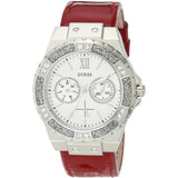 Buy Shop Guess Limelight Quartz Diamonds White Dial Red Leather Strap Watch For Women - W0775L11 USA Online