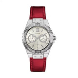 Buy Shop Guess Limelight Quartz Diamonds White Dial Red Leather Strap Watch For Women - W0775L11 USA Online