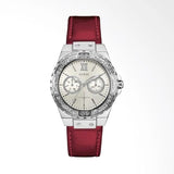 Buy Shop Guess Limelight Quartz Diamonds White Dial Red Leather Strap Watch For Women - W0775L11 USA Online