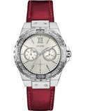 Buy Shop Guess Limelight Quartz Diamonds White Dial Red Leather Strap Watch For Women - W0775L11 USA Online