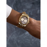 Buy Shop Guess Limelight Quartz Gold Dial Gold Leather Strap Watch For Women - W0775L13 USA Online