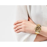 Buy Shop Guess Limelight Quartz Gold Dial Gold Leather Strap Watch For Women - W0775L13 USA Online