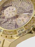 Buy Shop Guess Limelight Quartz Gold Dial Gold Leather Strap Watch For Women - W0775L13 USA Online