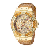 Buy Shop Guess Limelight Quartz Gold Dial Gold Leather Strap Watch For Women - W0775L13 USA Online