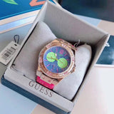 Buy Shop Guess Limelight Quartz Multicolor Dial Red Leather Strap Watch For Women - W0775L4 USA Online