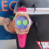 Buy Shop Guess Limelight Quartz Multicolor Dial Red Leather Strap Watch For Women - W0775L4 USA Online