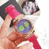Buy Shop Guess Limelight Quartz Multicolor Dial Red Leather Strap Watch For Women - W0775L4 USA Online