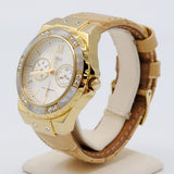 Buy Shop Guess Limelight Quartz Silver Dial Golden Leather Strap Watch For Women - W0775L2 USA Online