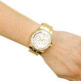 Buy Shop Guess Limelight Quartz Silver Dial Golden Leather Strap Watch For Women - W0775L2 USA Online
