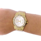 Buy Shop Guess Limelight Quartz Silver Dial Golden Leather Strap Watch For Women - W0775L2 USA Online