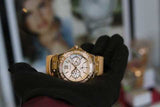 Buy Shop Guess Limelight Quartz Silver Dial Golden Leather Strap Watch For Women - W0775L2 USA Online