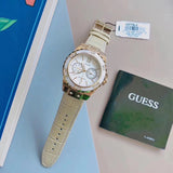 Buy Shop Guess Limelight Quartz Silver Dial Golden Leather Strap Watch For Women - W0775L2 USA Online