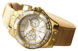 Buy Shop Guess Limelight Quartz Silver Dial Golden Leather Strap Watch For Women - W0775L2 USA Online