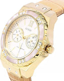 Buy Shop Guess Limelight Quartz Silver Dial Golden Leather Strap Watch For Women - W0775L2 USA Online