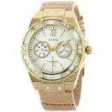 Buy Shop Guess Limelight Quartz Silver Dial Golden Leather Strap Watch For Women - W0775L2 USA Online