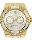 Buy Shop Guess Limelight Quartz Silver Dial Golden Leather Strap Watch For Women - W0775L2 USA Online