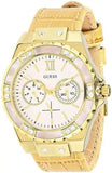 Buy Shop Guess Limelight Quartz Silver Dial Golden Leather Strap Watch For Women - W0775L2 USA Online