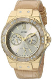 Buy Shop Guess Limelight Quartz Silver Dial Golden Leather Strap Watch For Women - W0775L2 USA Online