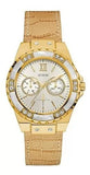 Buy Shop Guess Limelight Quartz Silver Dial Golden Leather Strap Watch For Women - W0775L2 USA Online