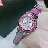 Buy Shop Guess Limelight Quartz Silver Dial Purple Leather Strap Watch For Women - W0775L6 USA Online