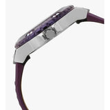 Buy Shop Guess Limelight Quartz Silver Dial Purple Leather Strap Watch For Women - W0775L6 USA Online