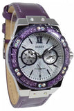 Buy Shop Guess Limelight Quartz Silver Dial Purple Leather Strap Watch For Women - W0775L6 USA Online