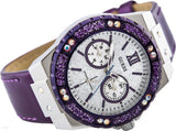 Buy Shop Guess Limelight Quartz Silver Dial Purple Leather Strap Watch For Women - W0775L6 USA Online