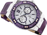 Buy Shop Guess Limelight Quartz Silver Dial Purple Leather Strap Watch For Women - W0775L6 USA Online