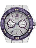 Buy Shop Guess Limelight Quartz Silver Dial Purple Leather Strap Watch For Women - W0775L6 USA Online