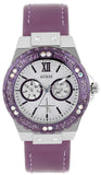 Buy Shop Guess Limelight Quartz Silver Dial Purple Leather Strap Watch For Women - W0775L6 USA Online