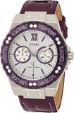 Buy Shop Guess Limelight Quartz Silver Dial Purple Leather Strap Watch For Women - W0775L6 USA Online