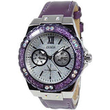 Buy Shop Guess Limelight Quartz Silver Dial Purple Leather Strap Watch For Women - W0775L6 USA Online