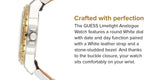 Buy Shop Guess Limelight Quartz Silver Dial White Leather Strap Watch For Women - W0775l8 USA Online