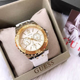 Buy Shop Guess Limelight Quartz Silver Dial White Leather Strap Watch For Women - W0775l8 USA Online