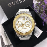Buy Shop Guess Limelight Quartz Silver Dial White Leather Strap Watch For Women - W0775l8 USA Online