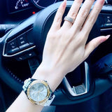 Buy Shop Guess Limelight Quartz Silver Dial White Leather Strap Watch For Women - W0775l8 USA Online