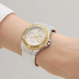 Buy Shop Guess Limelight Quartz Silver Dial White Leather Strap Watch For Women - W0775l8 USA Online