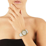 Buy Shop Guess Limelight Quartz Silver Dial White Leather Strap Watch For Women - W0775l8 USA Online