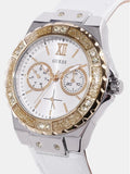 Buy Shop Guess Limelight Quartz Silver Dial White Leather Strap Watch For Women - W0775l8 USA Online