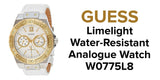 Buy Shop Guess Limelight Quartz Silver Dial White Leather Strap Watch For Women - W0775l8 USA Online