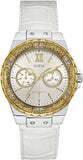 Buy Shop Guess Limelight Quartz Silver Dial White Leather Strap Watch For Women - W0775l8 USA Online