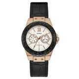 Buy Shop Guess Limelight Quartz White Dial Black Leather Strap Watch For Women - W0775L9 USA Online