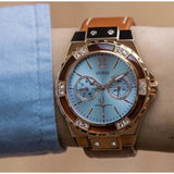 Buy Shop Guess Limelight Quartz White Dial Brown Leather Strap Watch For Women - W0775L7 USA Online