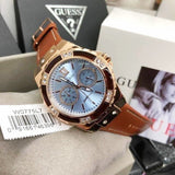 Buy Shop Guess Limelight Quartz White Dial Brown Leather Strap Watch For Women - W0775L7 USA Online