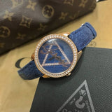 Buy Shop Guess Little Flirt Quartz Blue Dial Blue Leather Strap Watch For Women - W0456L6 USA Online