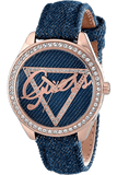 Buy Shop Guess Little Flirt Quartz Blue Dial Blue Leather Strap Watch For Women - W0456L6 USA Online